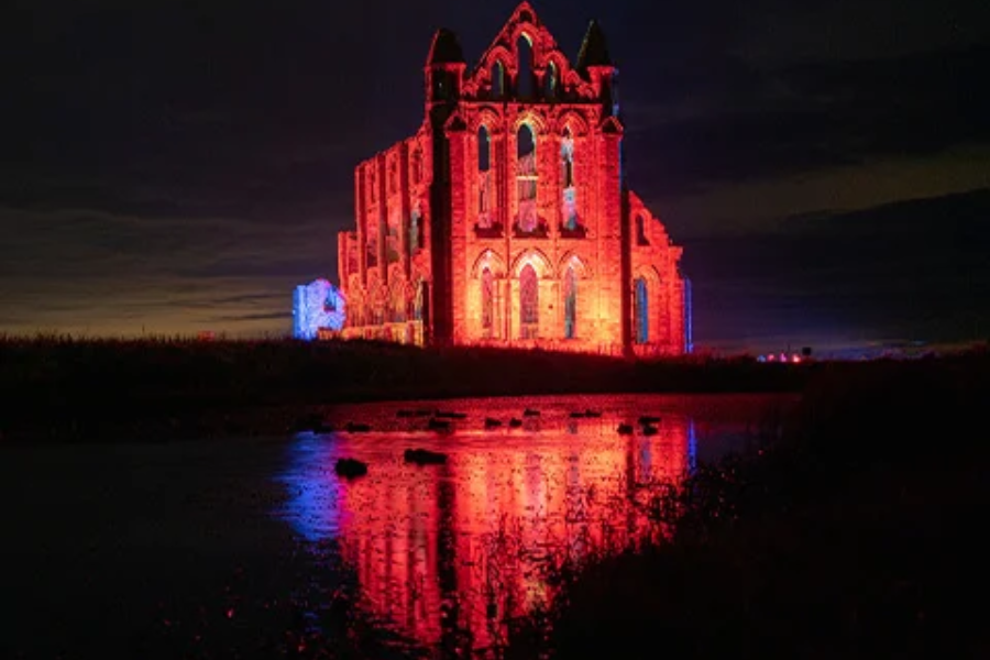 Whitby Abbey illuminated