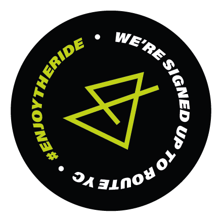 Logo with text we're signed up to Route YC #enjoytheride